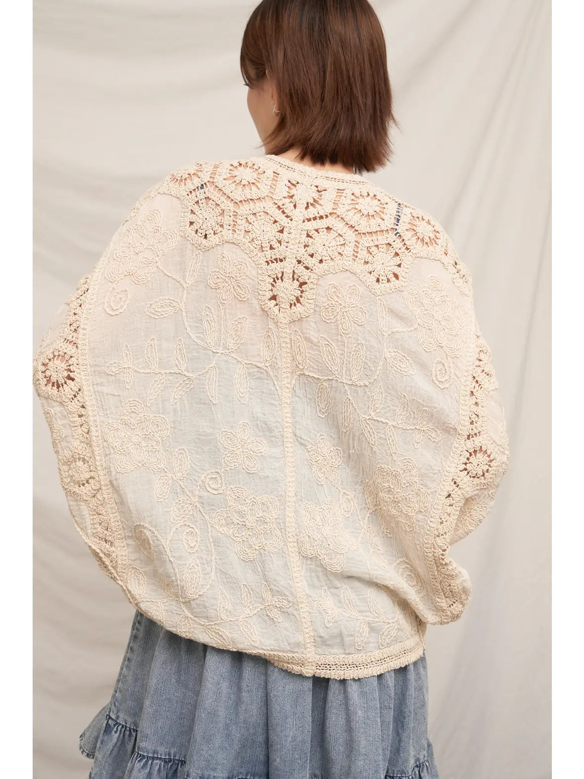 Batwing Crochet Detail Cardigan