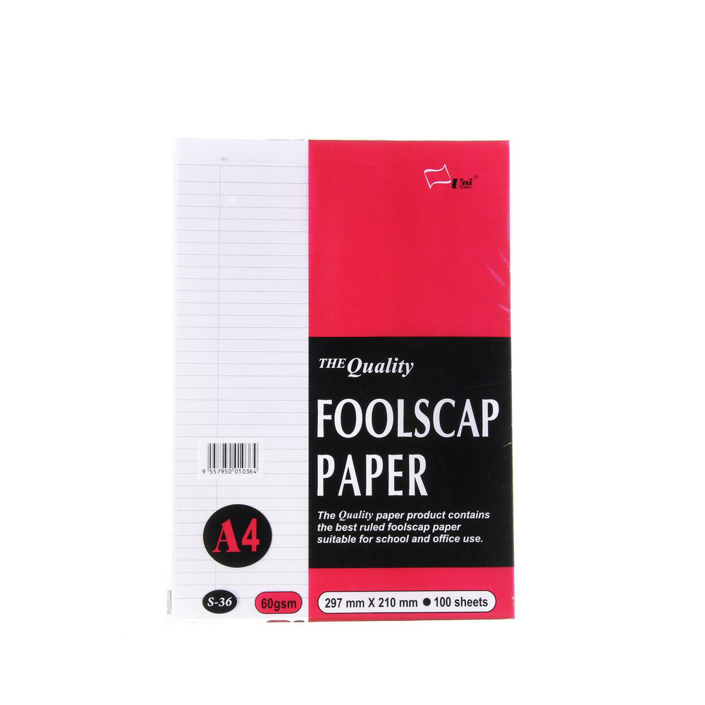 Red Uni Foolscap Paper 100S S-36 A4 60GSM