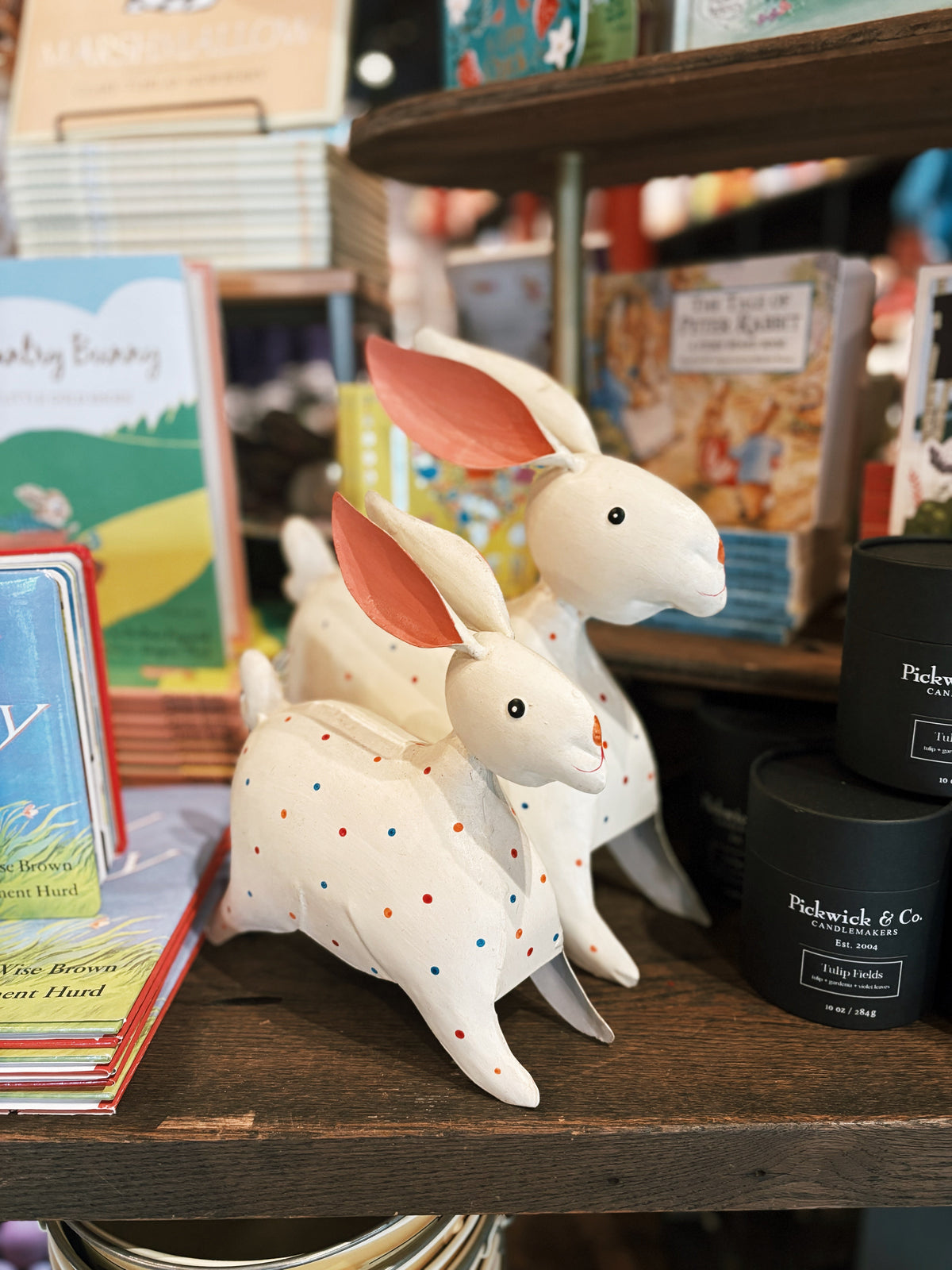 Painted Iron Rabbits with Polka Dots- Set of 2
