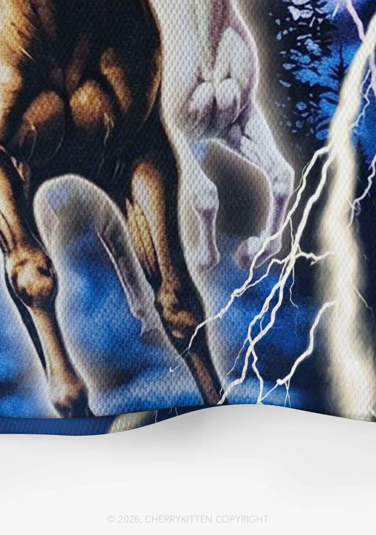 Horses In Lightning Y2K Crop Sport Jersey Shirts Cherrykitten