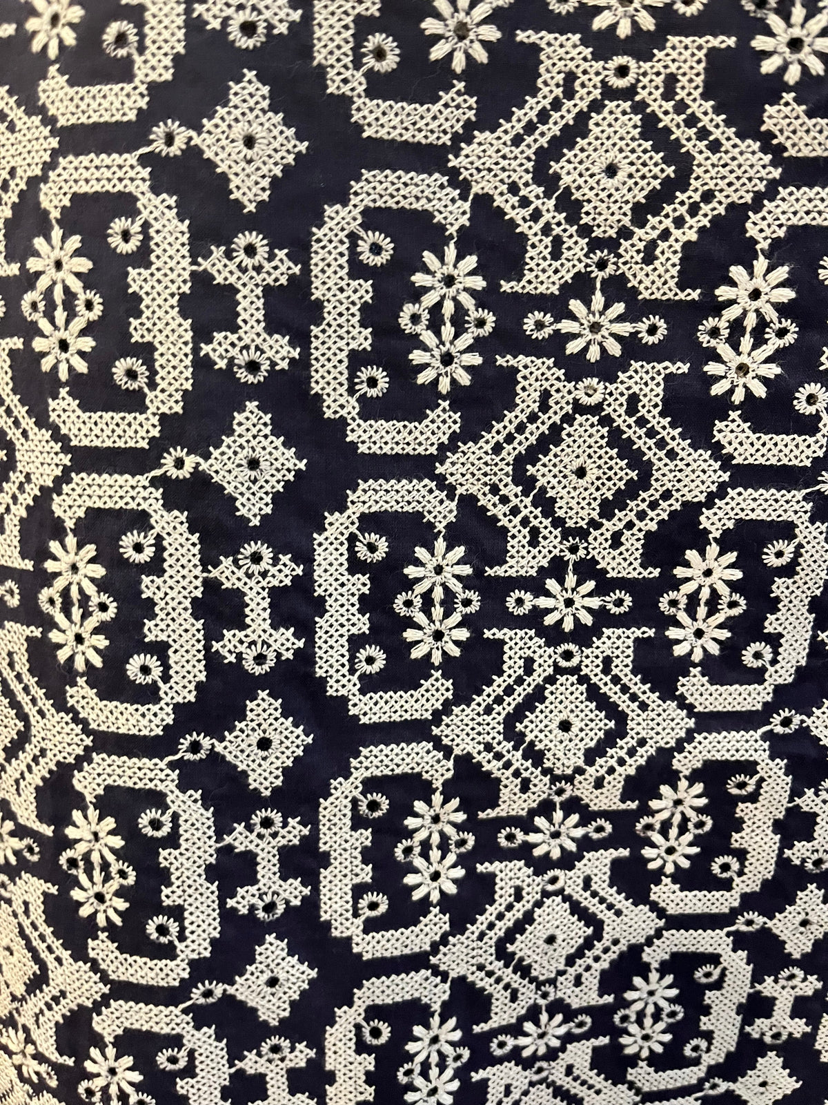 Tiffany EmbroideredDress-Navy/White