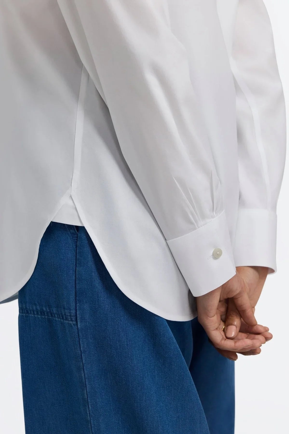 Meghan No-Iron Pinpoint Long Sleeve Top- White