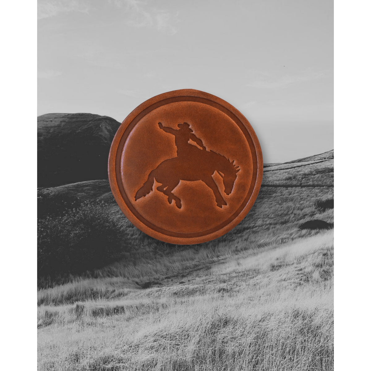 Bucking Bronco Leather Coaster