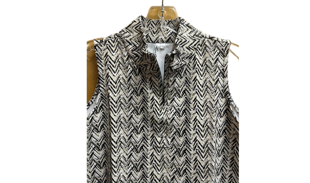 Sleeveless Zip Front Top-Safari