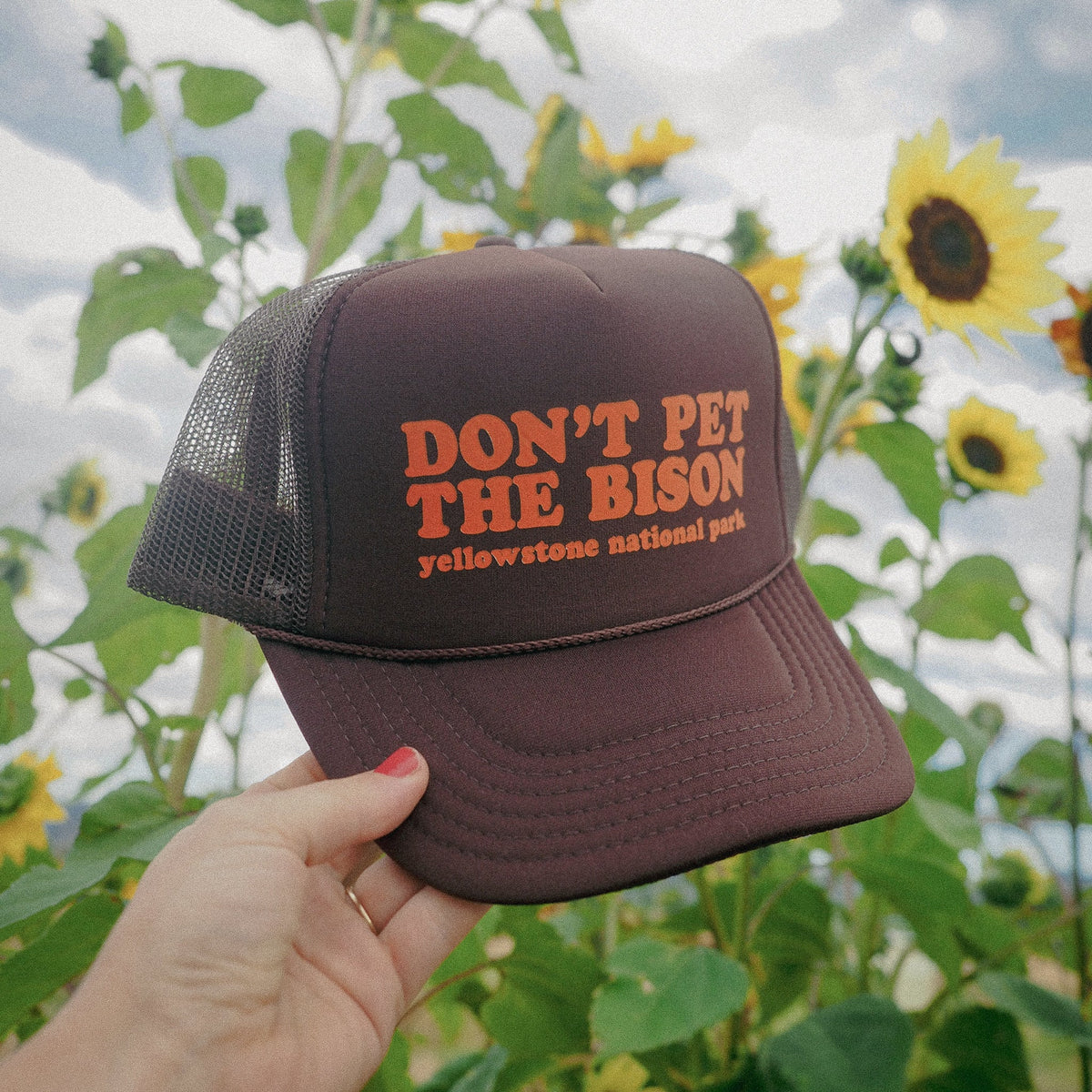 "Don't Pet The Bison" Trucker Hat - Brown