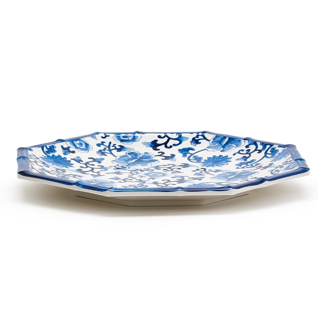 Set of 4 Chinoiserie Touch Octagonal Salad/Dessert Plate