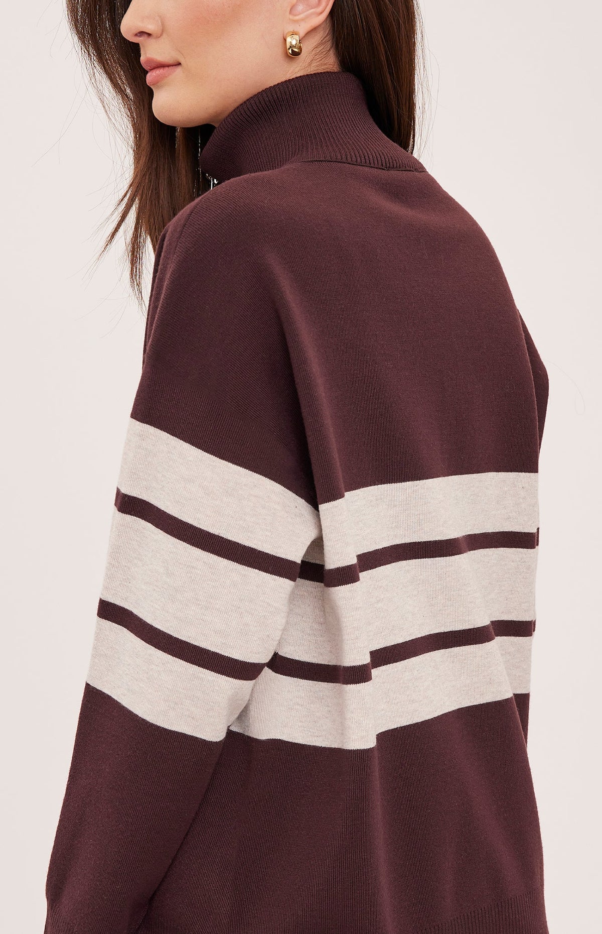 Idris Striped Sweater- Fig