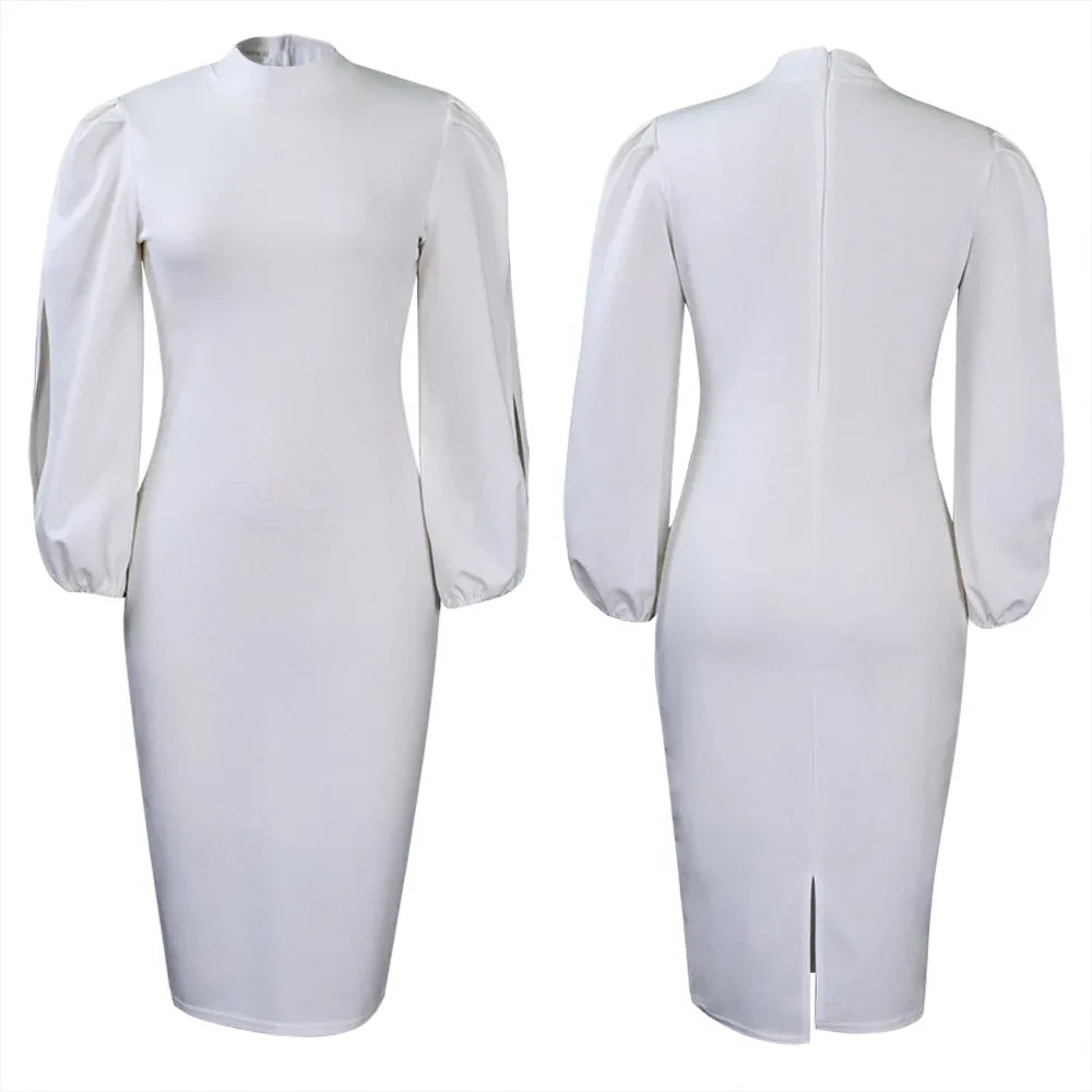Fashion Spring Women Clothing Plus Size Dress Elegant Office Lady Business Dress Women Long Sleeve Career Dresses