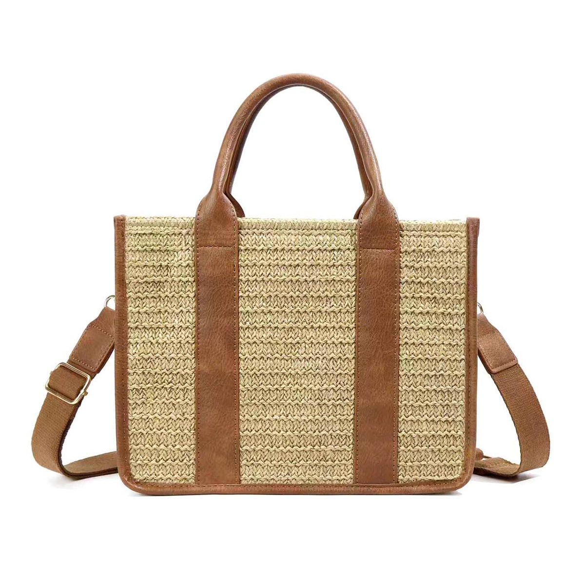 Mericela Mixed Media Straw Tote
