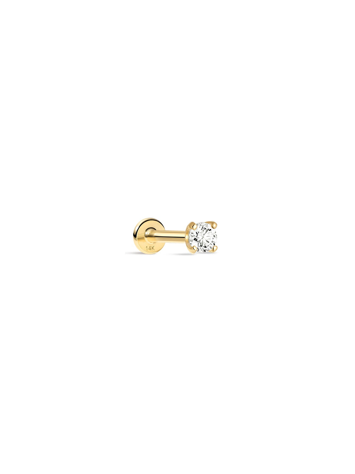 KOSINER 14K Solid Gold Minimalist 4MM Flat Back Stud