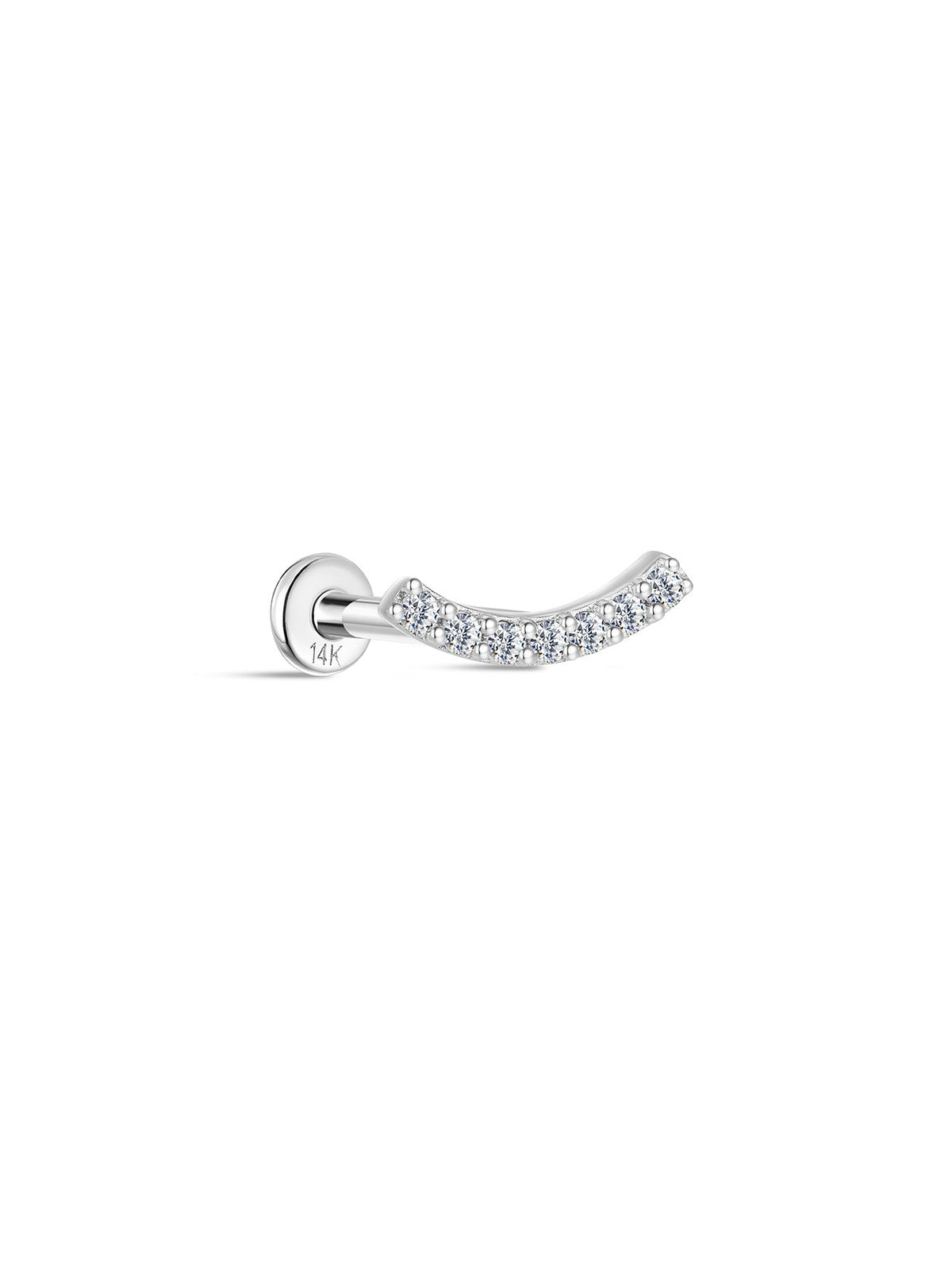 KOSINER 14K Solid Gold Elegant Pave Curved Flat Back Stud