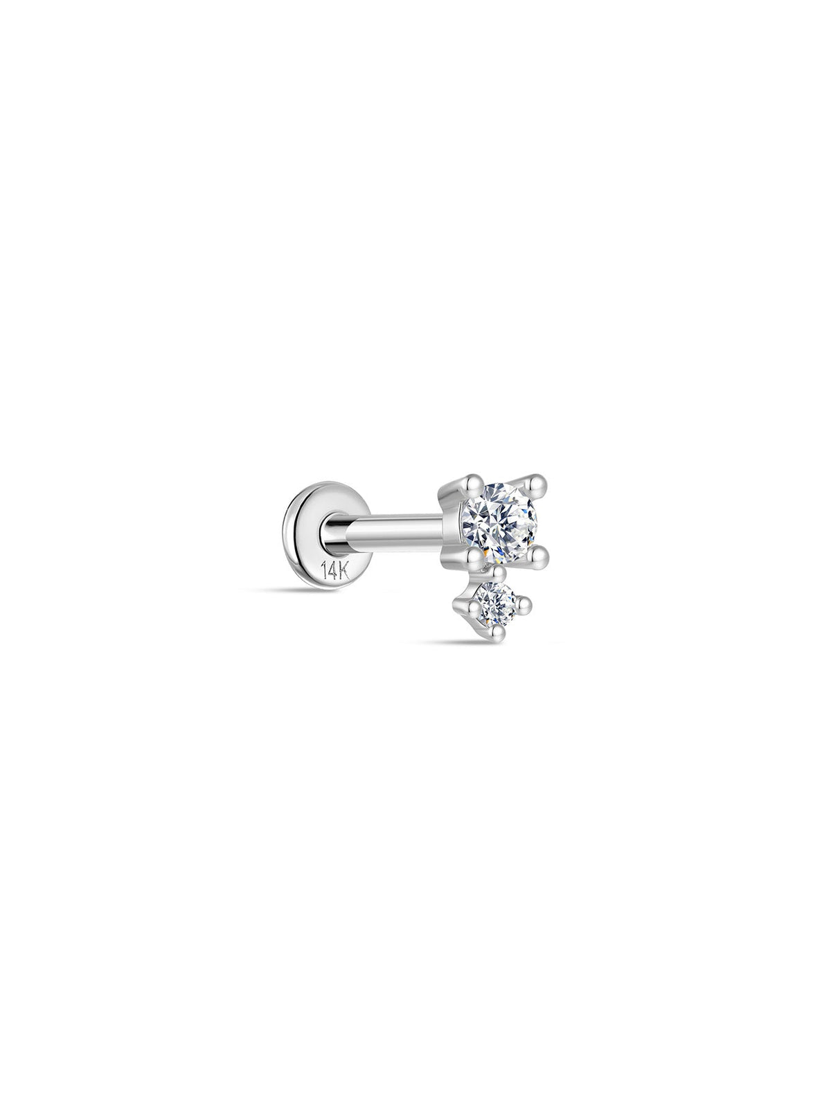 KOSINER 14K Solid Gold Simple Spliced Flat Back Stud
