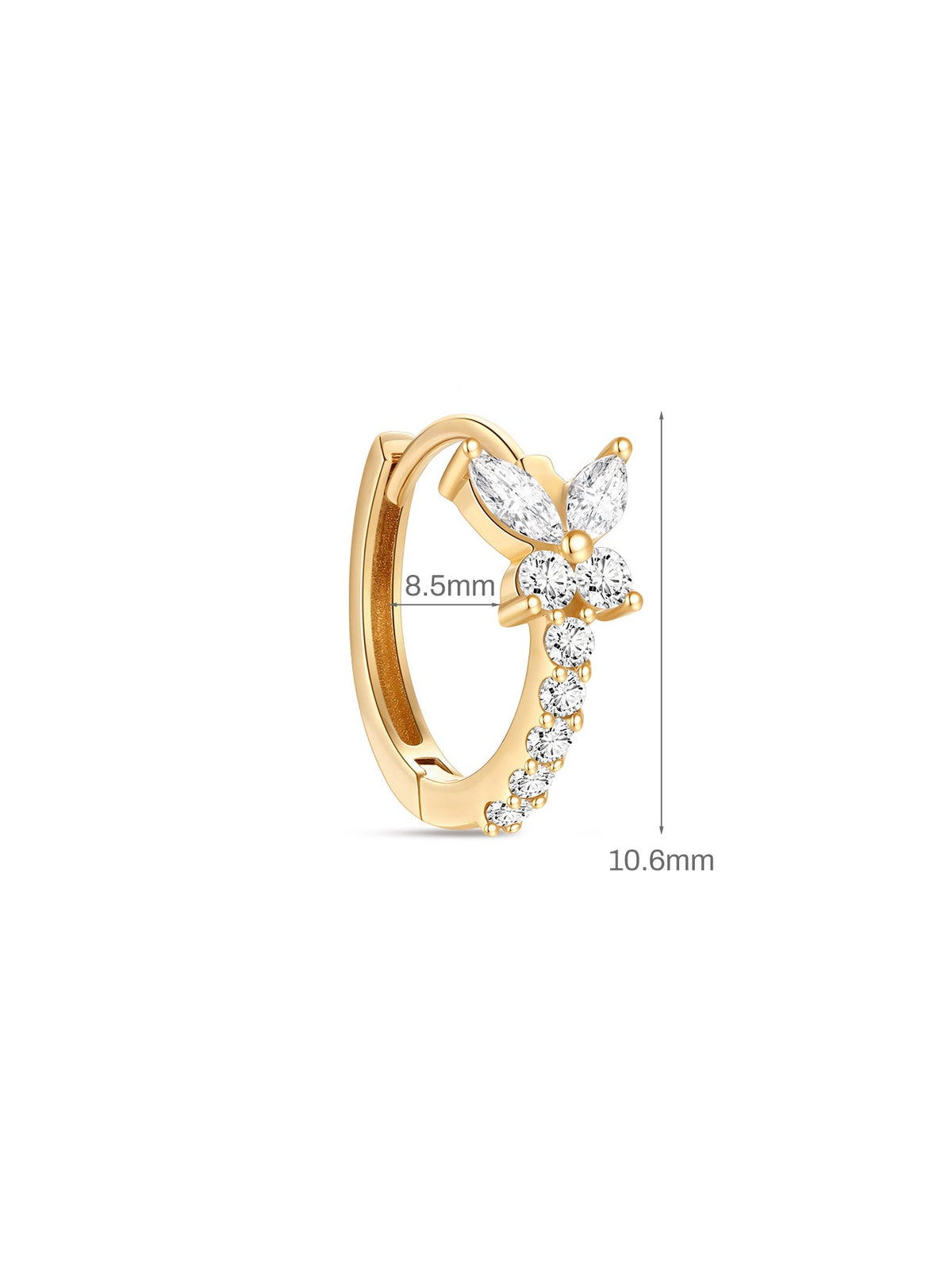 KOSINER 14K Solid Gold Elegant Butterfly Hoop