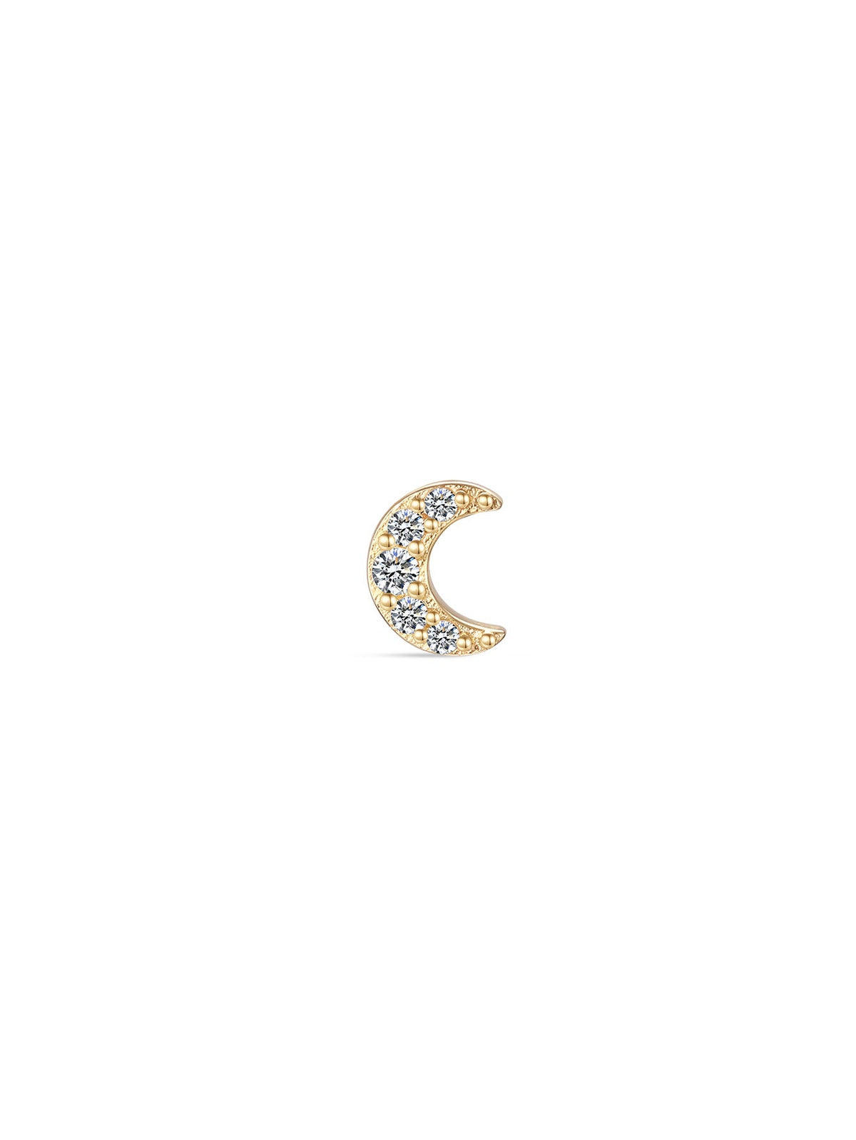 KOSINER 14K Solid Gold Delicate Moon Pave Flat Back Stud