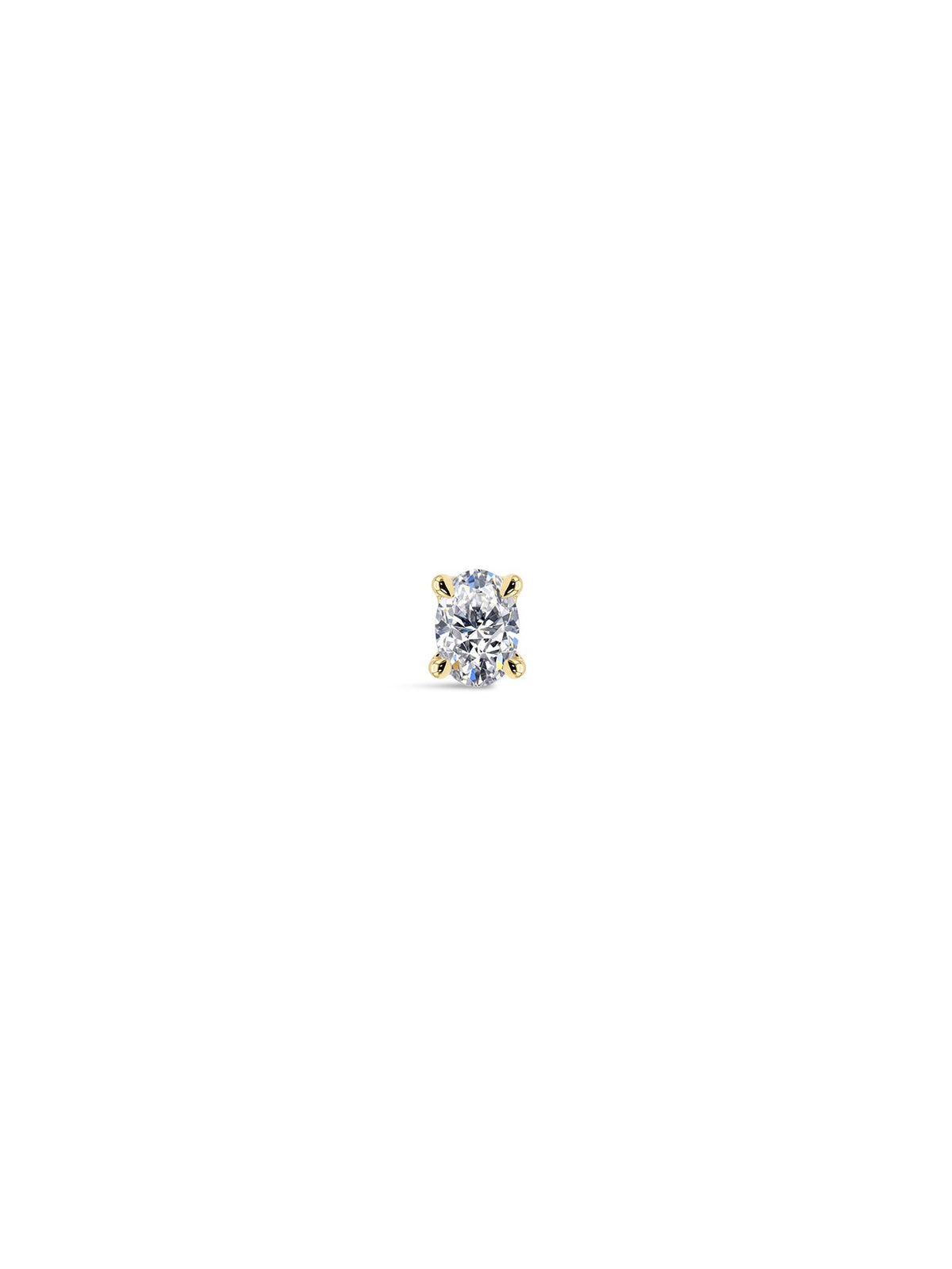 KOSINER 14K Solid Gold Oval Lab-Grown Diamond Flat Back Stud