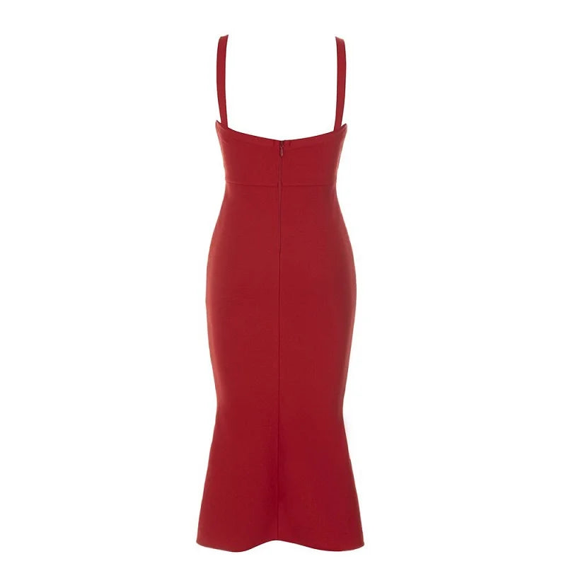 High Quality Spaghetti Strap Bodycon Dress Women's Hollow out Backless Lace Up Sexy Elegant Celebrity Evening Party Mid Dresses