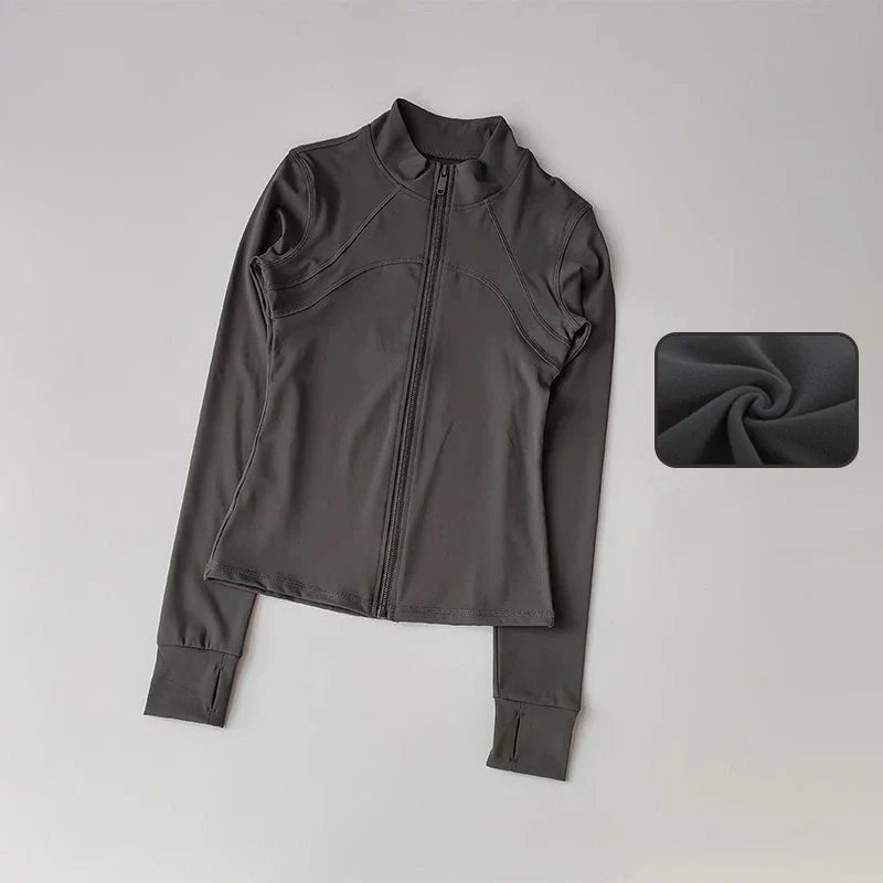 Zippered Sports Jacket for Women Yoga Suits Slim Fit Training for Jogging Long-sleeved Quick-drying Cardigan Jacket Top