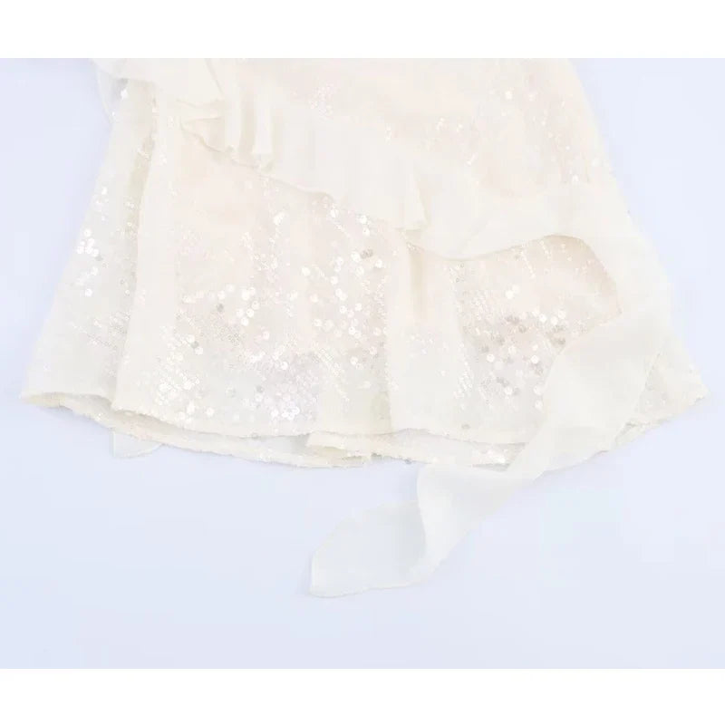 MUJER 2025 Sequin Mini Dress Woman Sexy Slip Party Dresses for Women Summer Backless Women's Dress Straps Beach Short Dresses