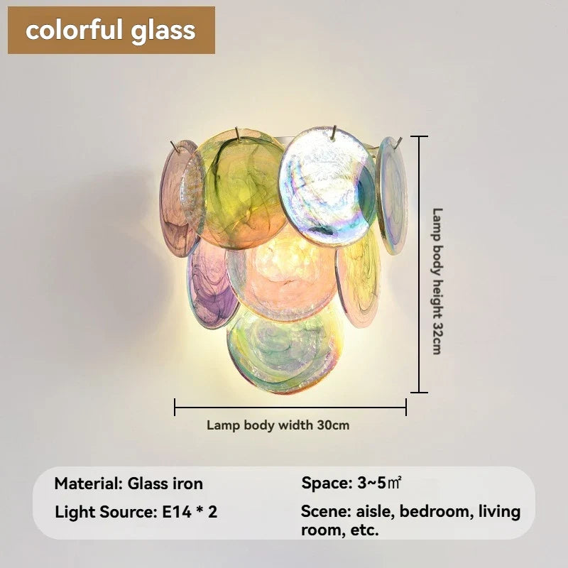 Elegant Murano Glass Wall Lamp - Handmade French Style Dimmable LED with Colorful Design
