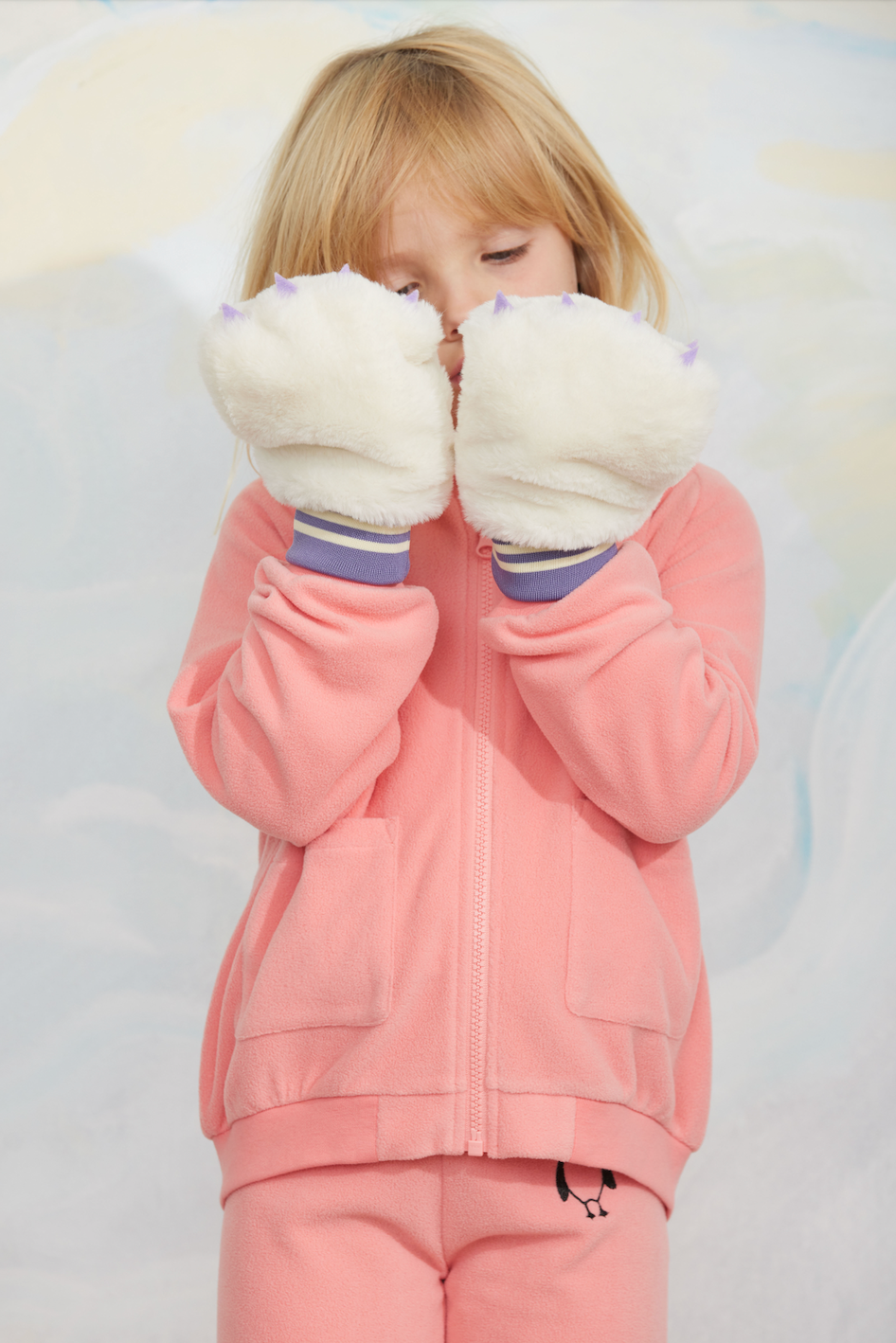 FAUX FUR MITTENS - OFF-WHITE