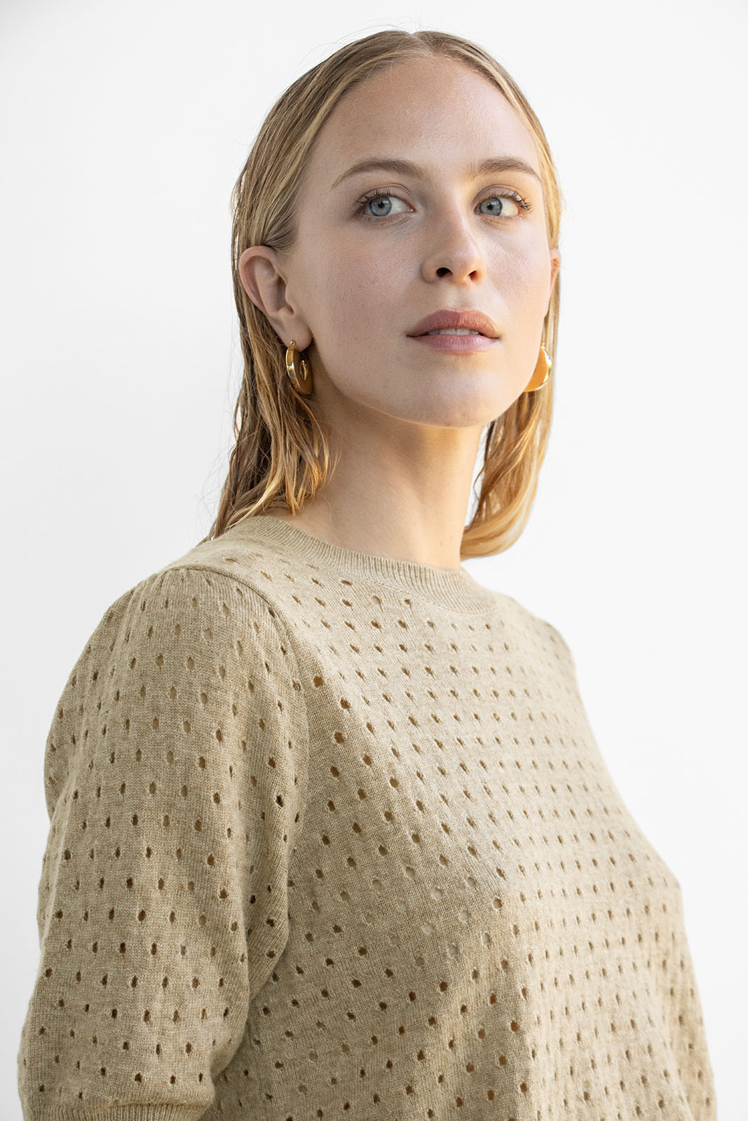 RUTH LACE KNIT PULLOVER - Dark Sand