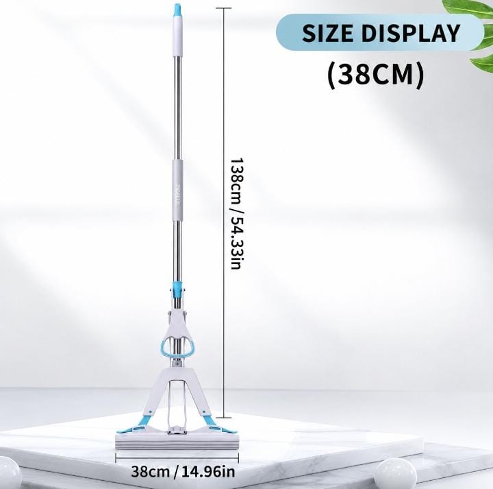 Double Squeeze Floor Sponge Mop – Hands-Free Lazy Cleaning Mop with Super Absorbent Sponge