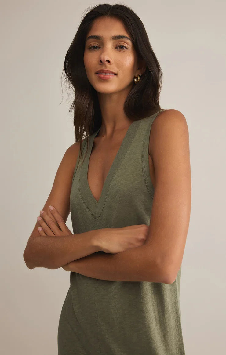 Palisades Midi Dress- Avocado