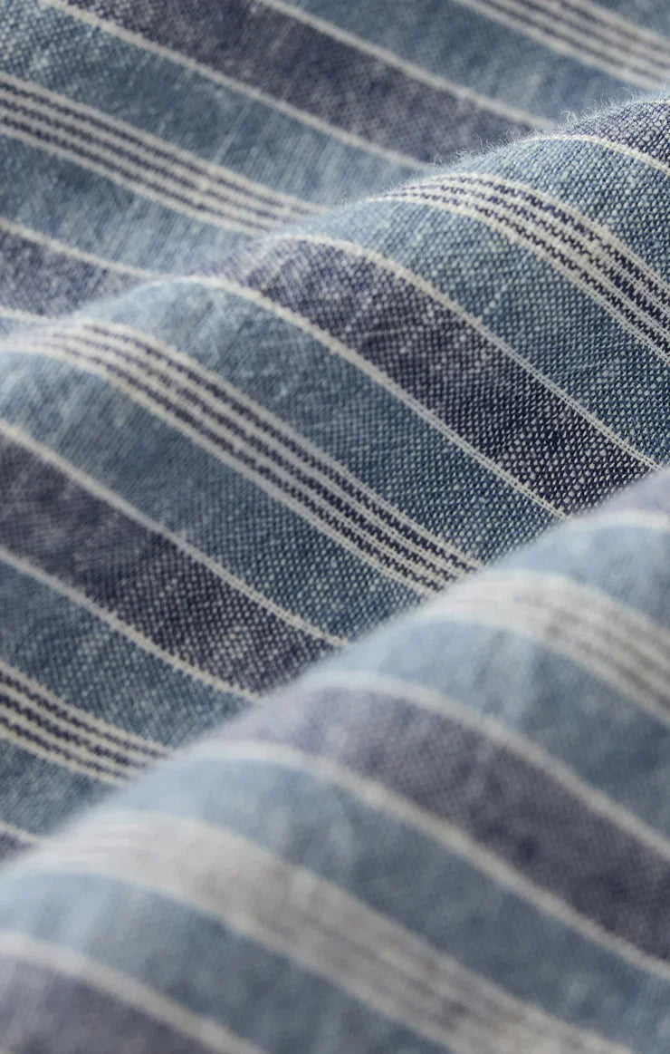 The Signature Striped Button Up- Indigo