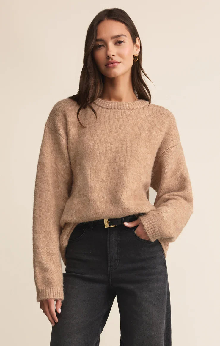 Snowed In Sweater Heathered Carmel