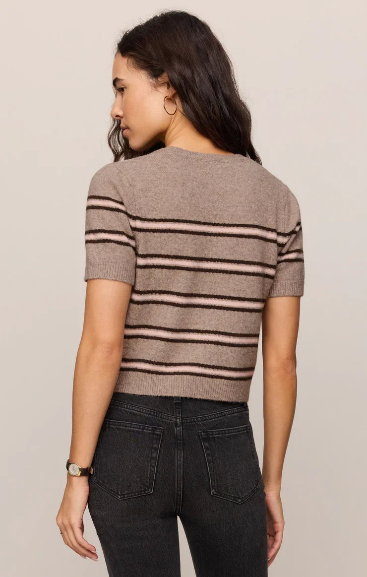Gatewood Stripe Sweater- Heather Ash