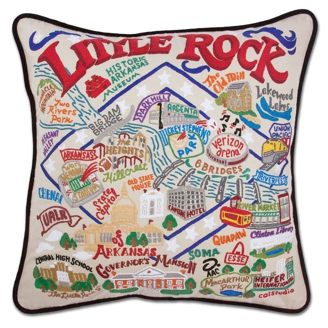 Little Rock Embroidered Pillow