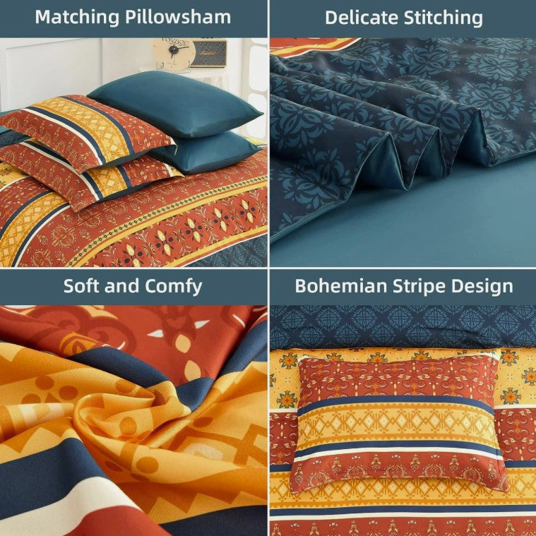 Boho King Comforter Set – 7 Piece Luxury Microfiber Bedding Ensemble