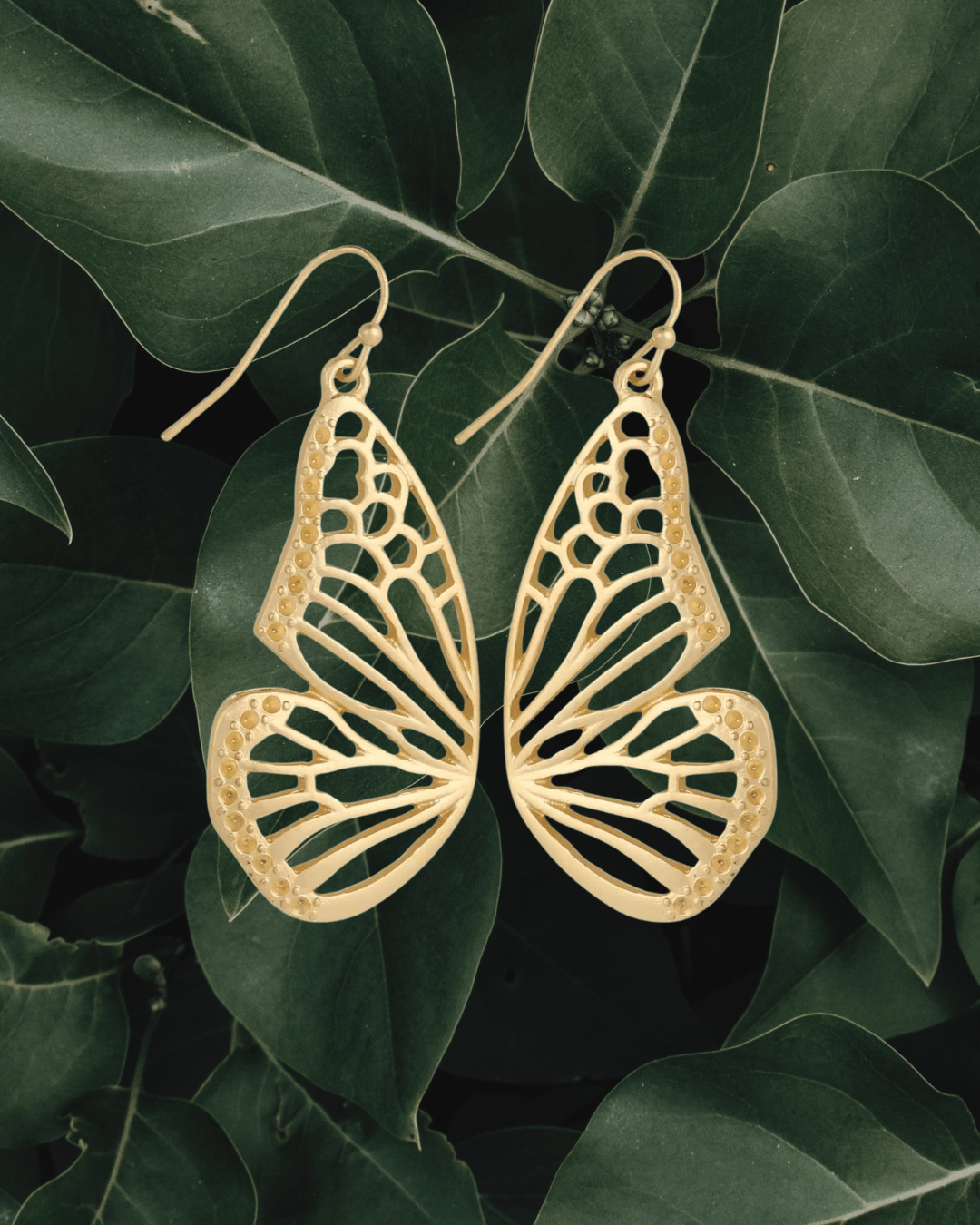 Gold Butterfly Wings Earrings