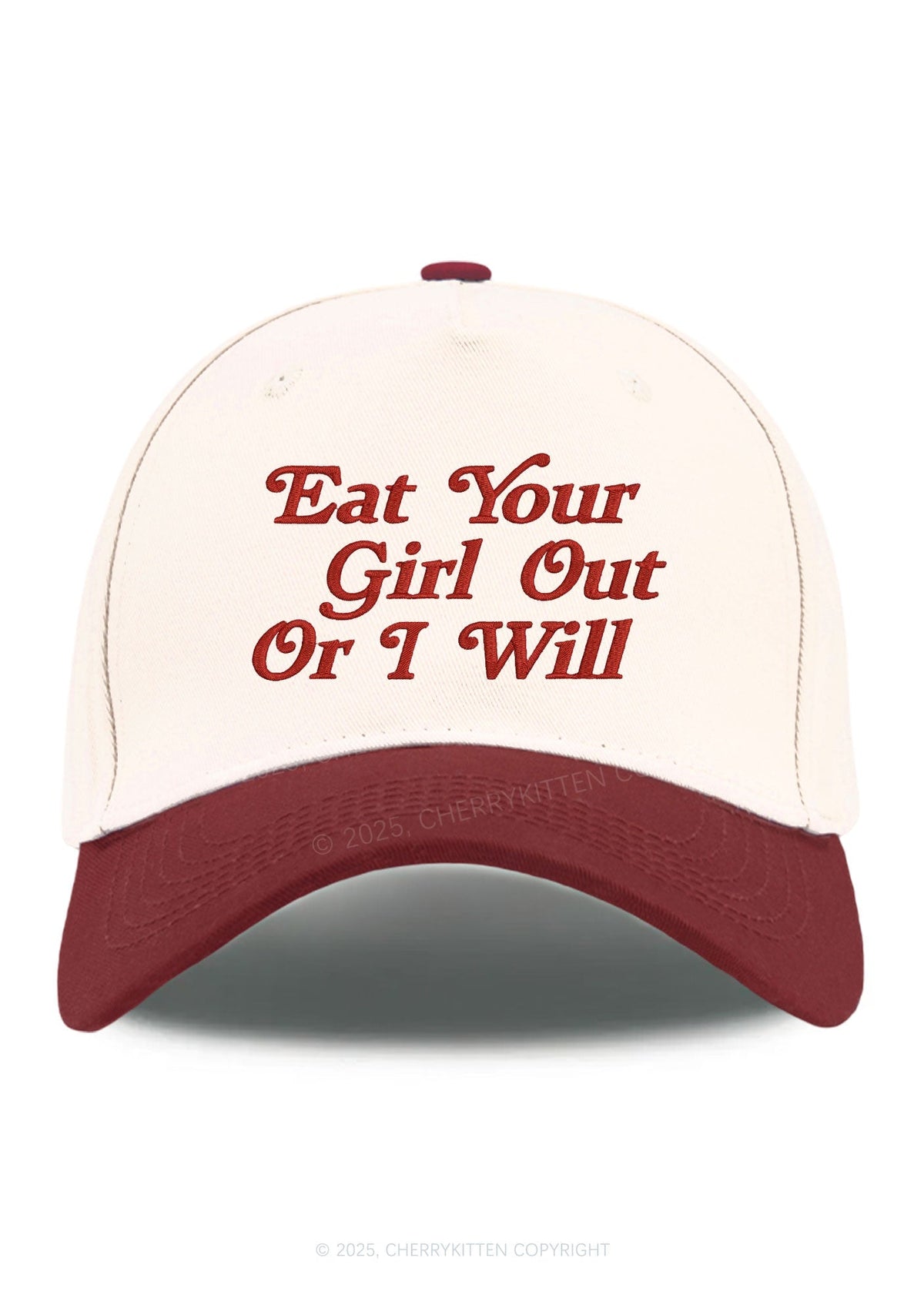 Embroidered Eat Your Girl Out Pride Y2K Color Block Baseball Cap Cherrykitten