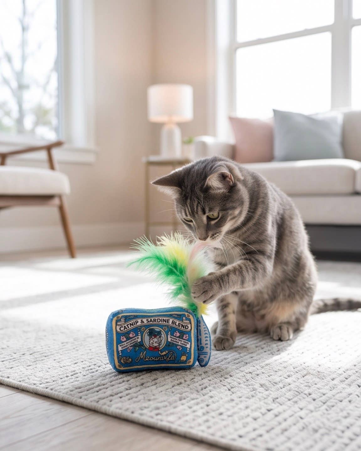 Sardines Catnip Toy with Feathers