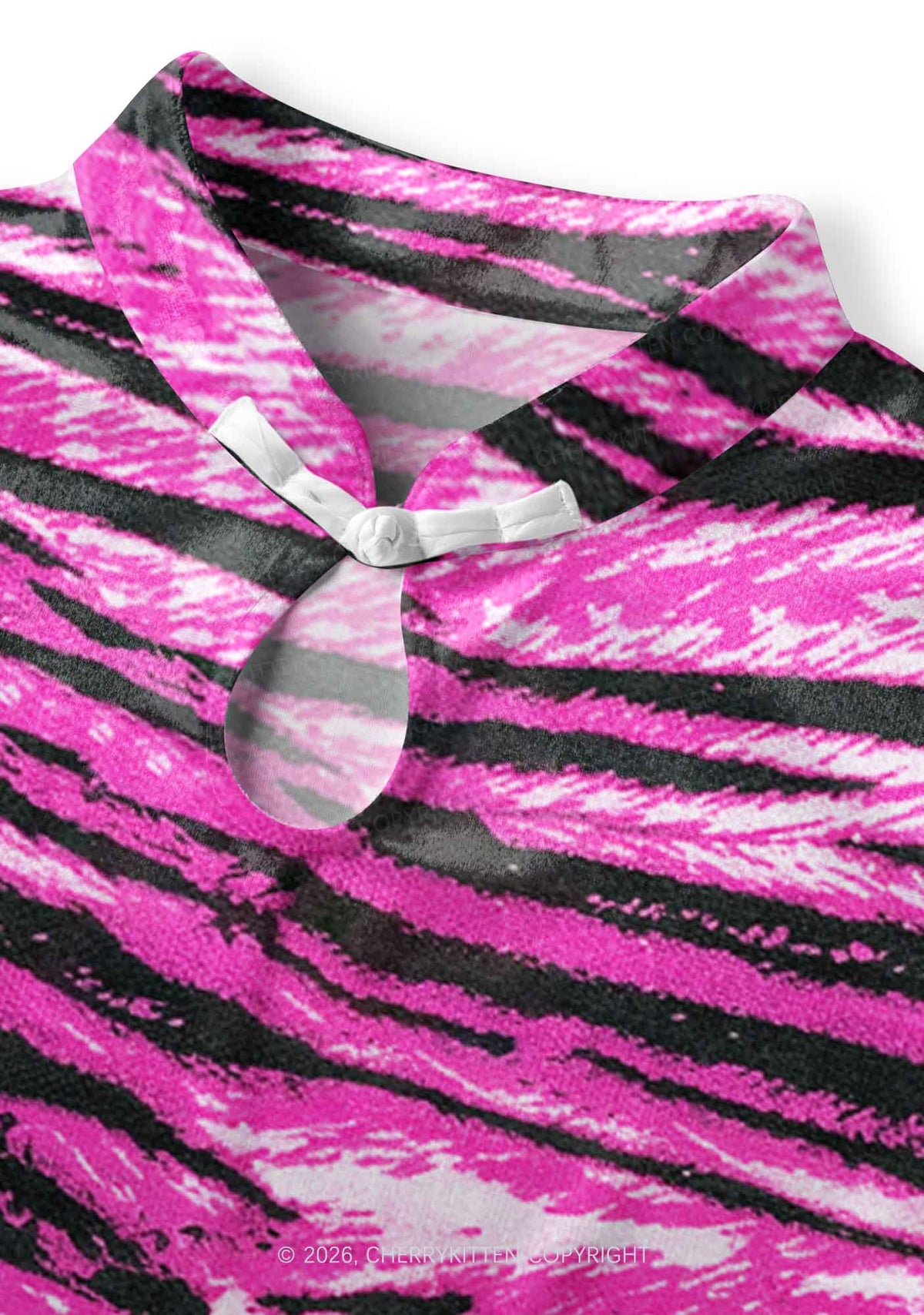 Blue Tiger Pink Zebra Stripe Y2K Cheongsam Mini Dress Cherrykitten