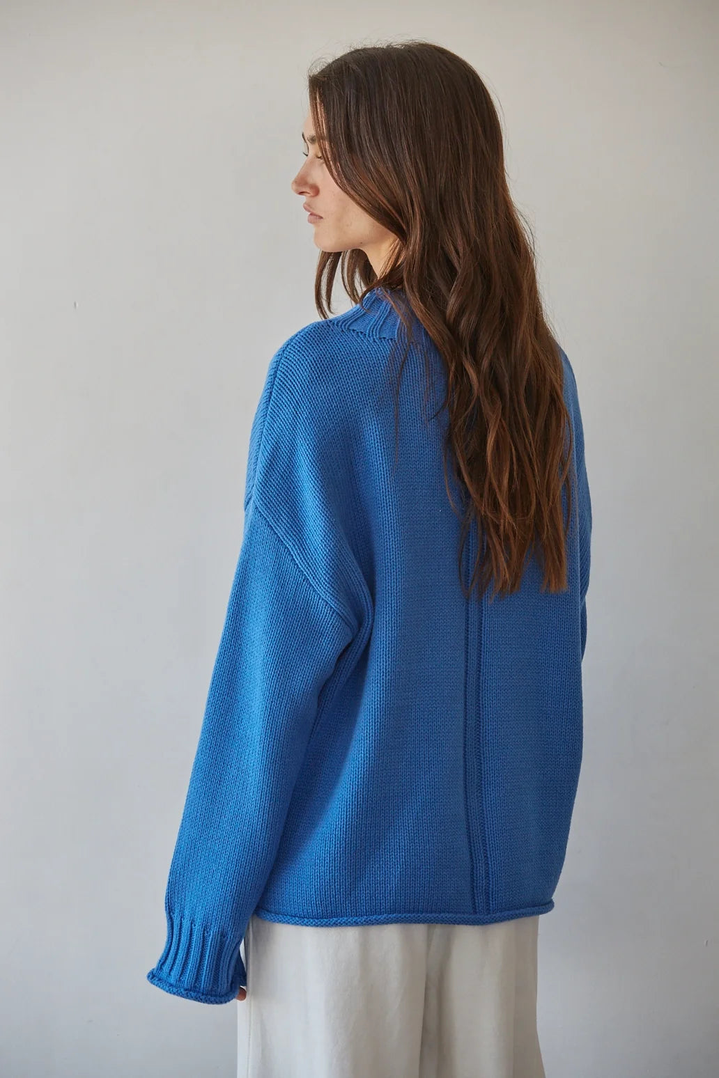 Cobalt Knit Sweater Mock Neck