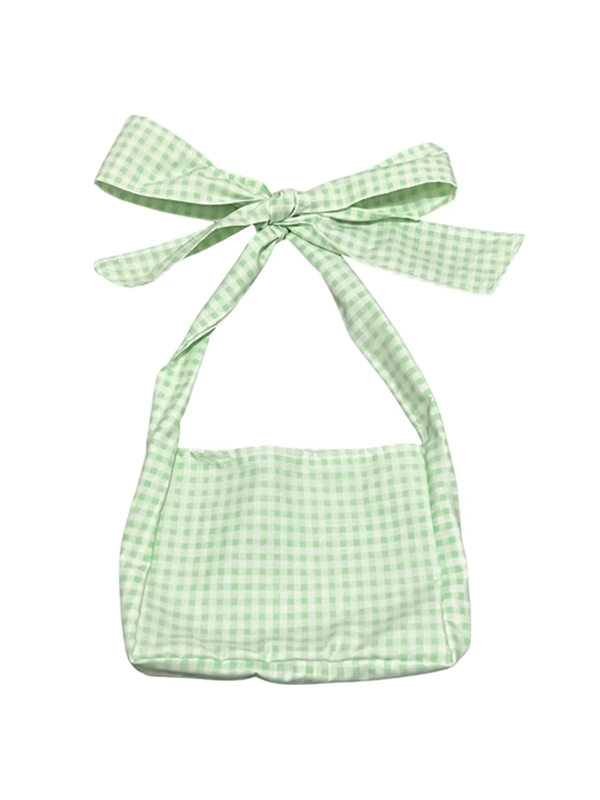 Bow-Strap Bag: Green Gingham