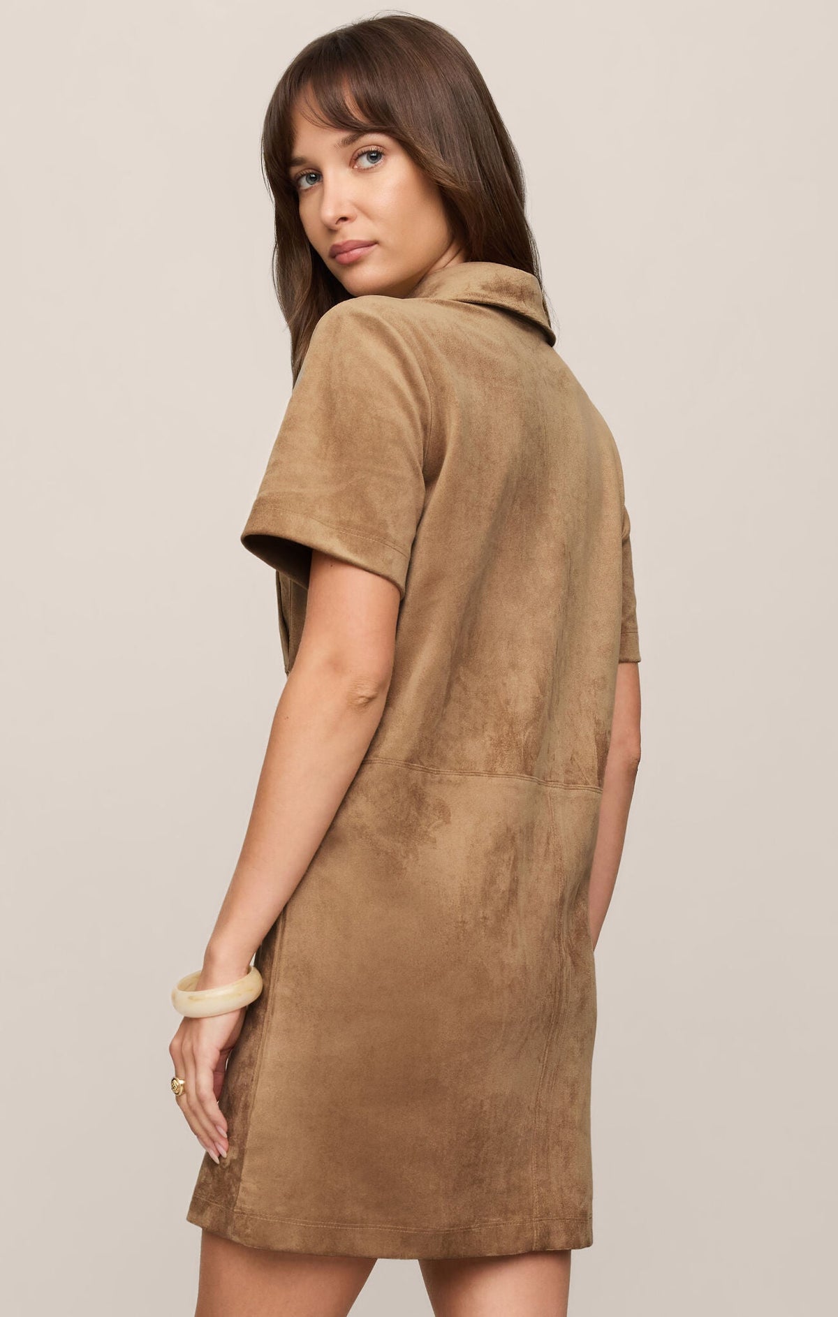 Leone Suede Mini Dress - Light Sand