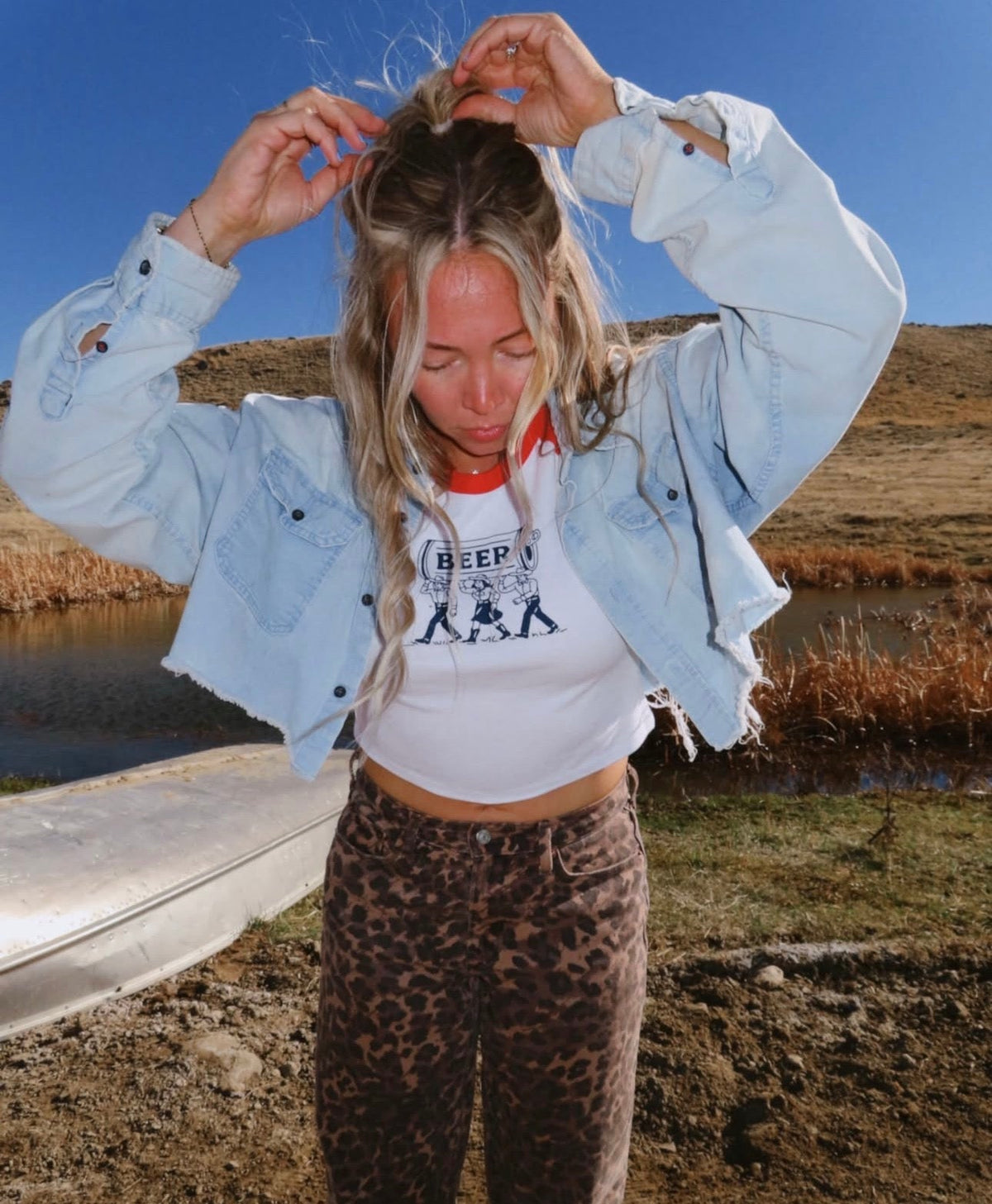 "Montana Beer" Crop Baseball Tee