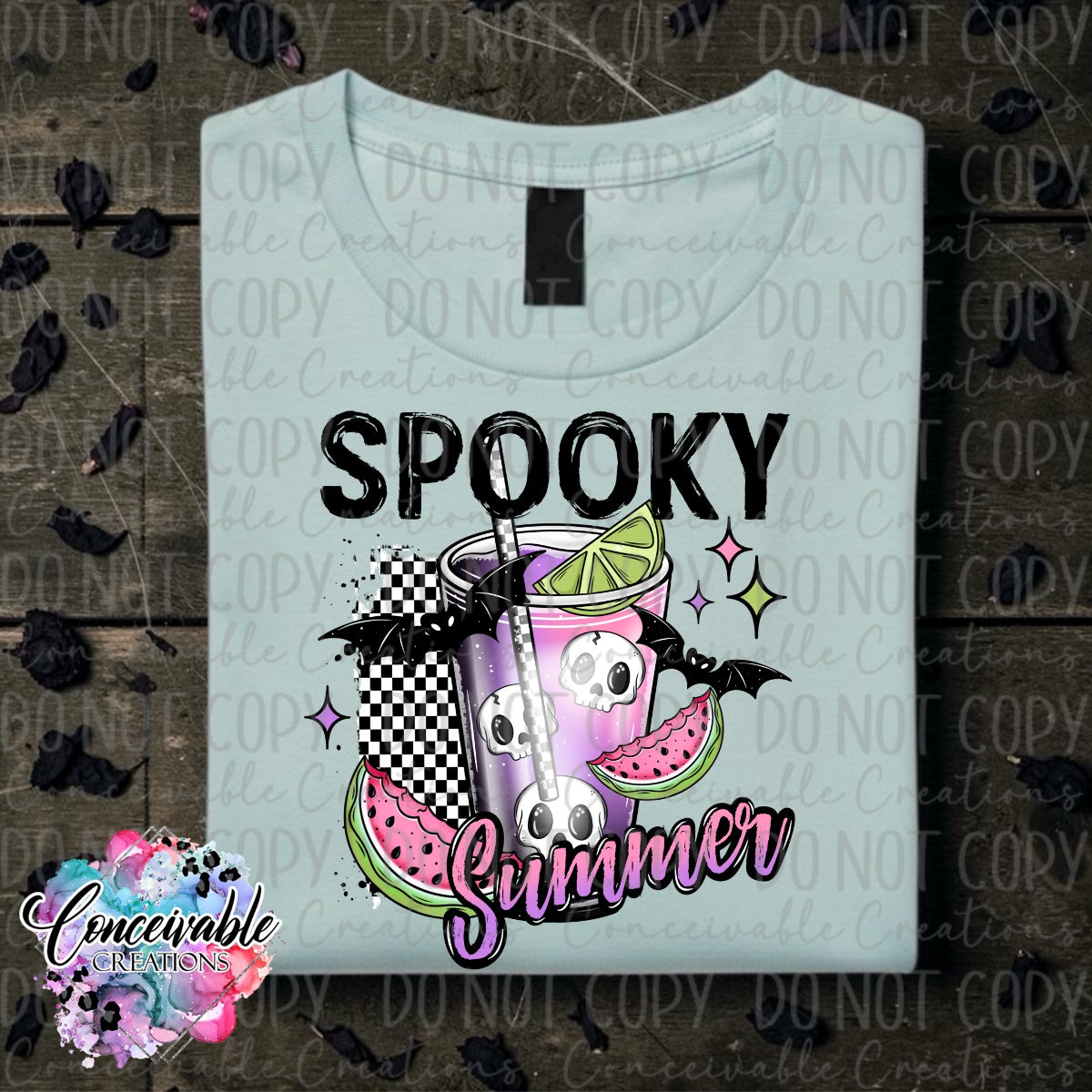 Spooky Summer Graphic Tee – Cute Skull Drink Summer Shirt