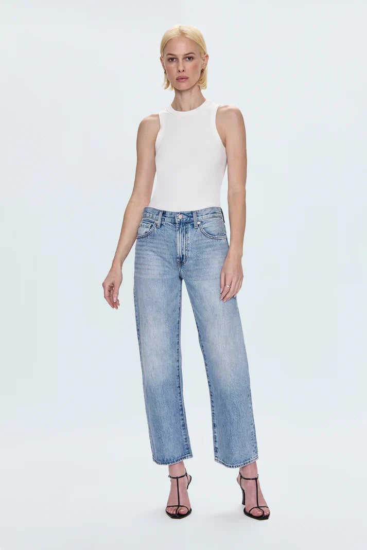 Lexi Mid Rise Bowed Straight- Bowie