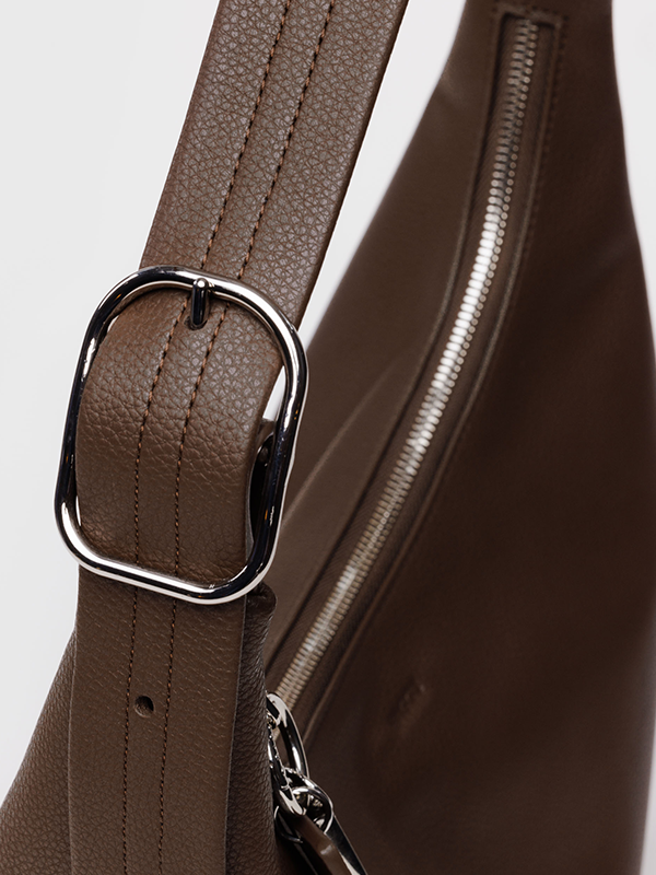 Medium Recycled Leather Shoulder Bag: Brown (FINAL SALE)