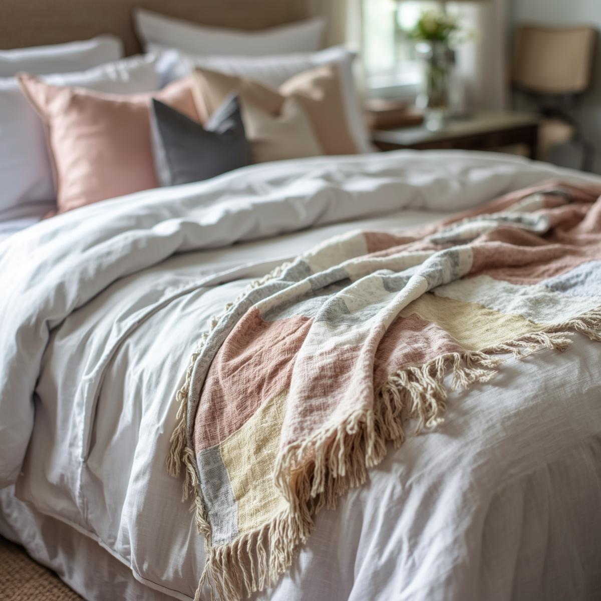 Reversible Throw Blanket 60" x 80" - Ultra Soft Floral Patchwork, All-Season Comfort