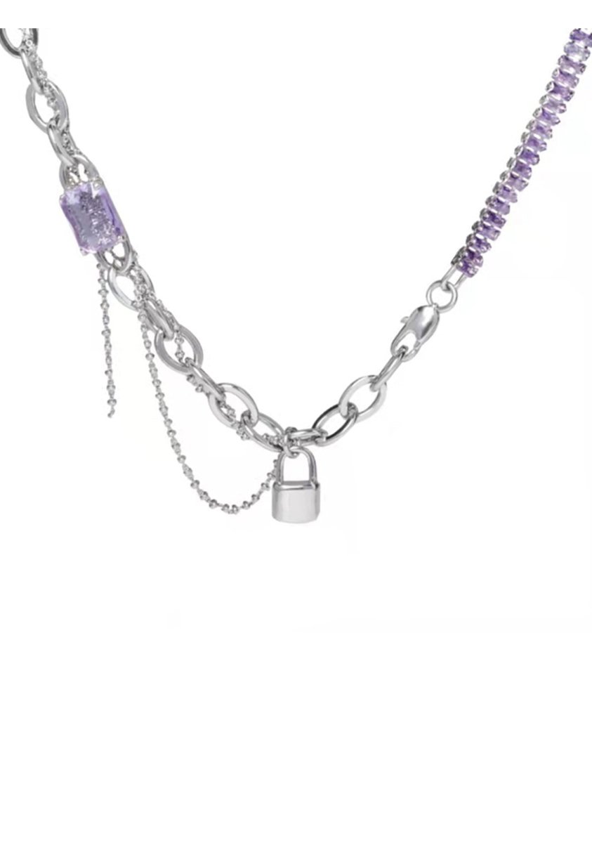 Purple Diamond&Lock Necklace
