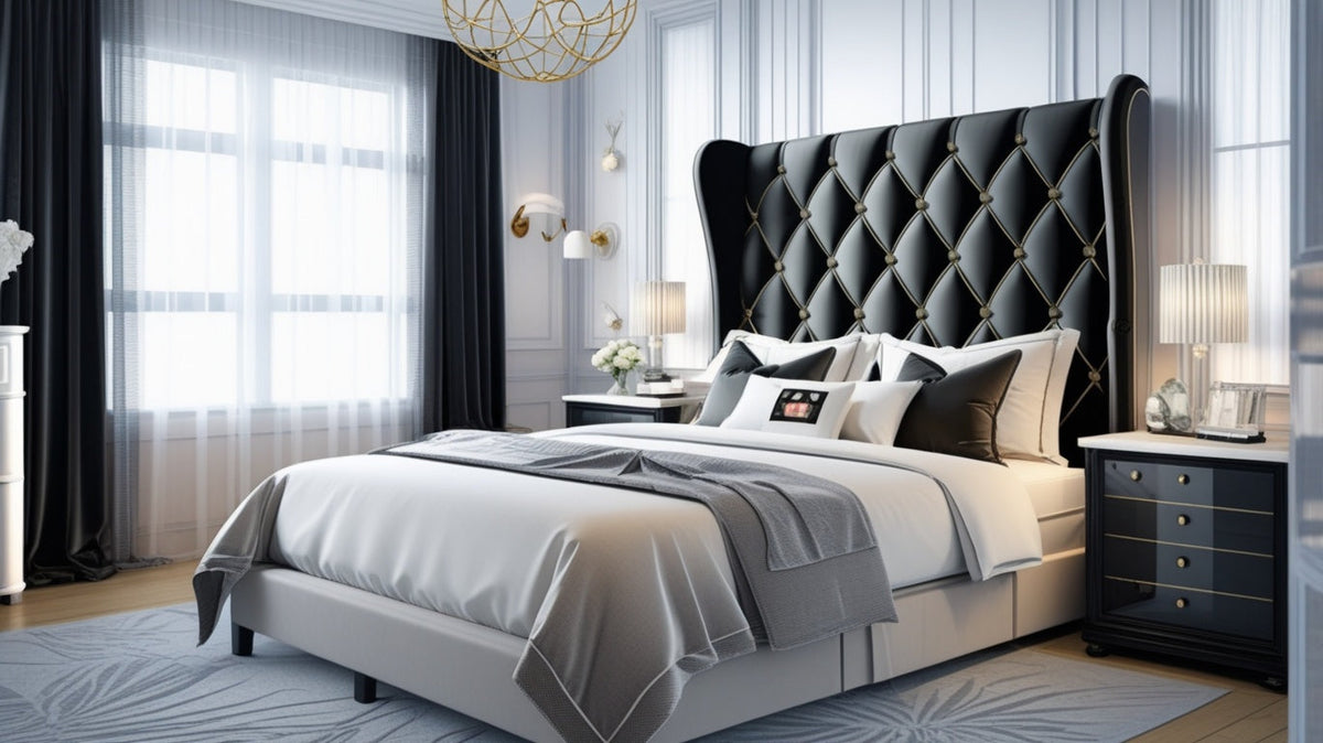 Luxury Velvet Bed Frame with Built-In USB Charging, Diamond Tufted Wingback Design