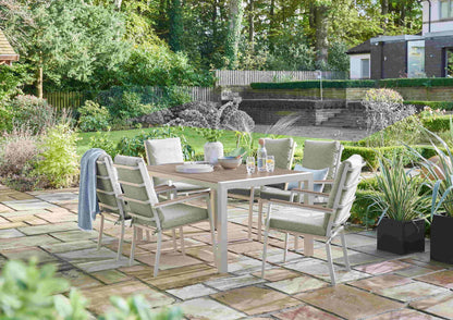 Easton 6 Seater Outdoor Dining Set (Beige) – Teak Effect Table