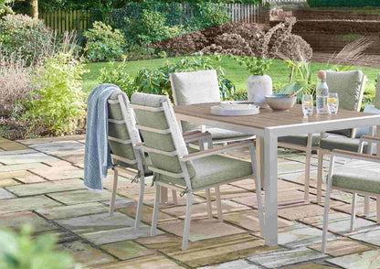Easton 6 Seater Outdoor Dining Set (Beige) – Teak Effect Table