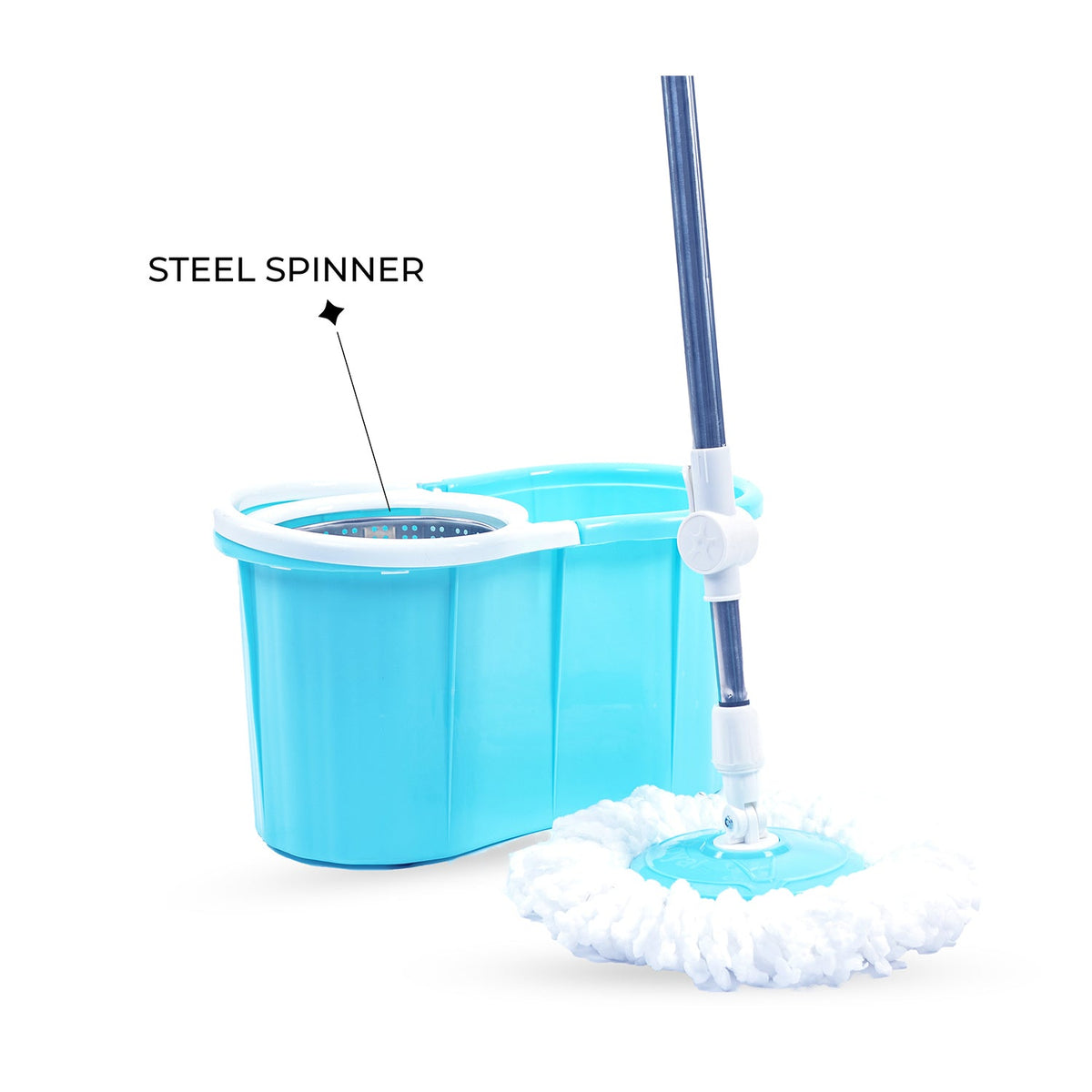 Zidello Spin Mop Plastic & Steel Bucket, 360-Degree with Microfiber Mop Head