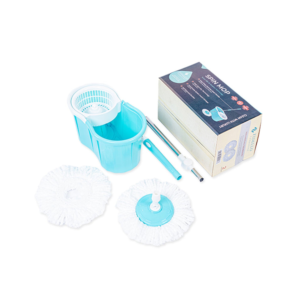 Zidello Spin Mop - Magic 360-Degree with Microfiber Mop Head